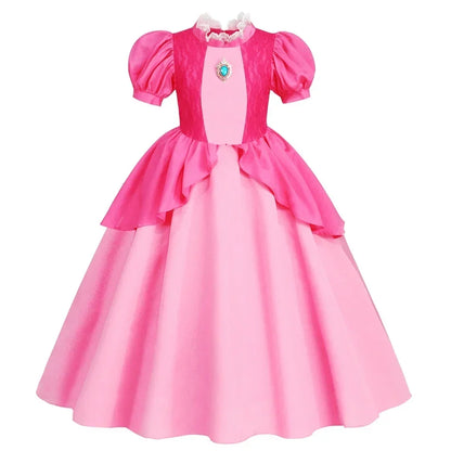 Rosalina Dress Girls Peach Costume Daisy Cosplay Children Birthday Party Carnival Fancy Outfit