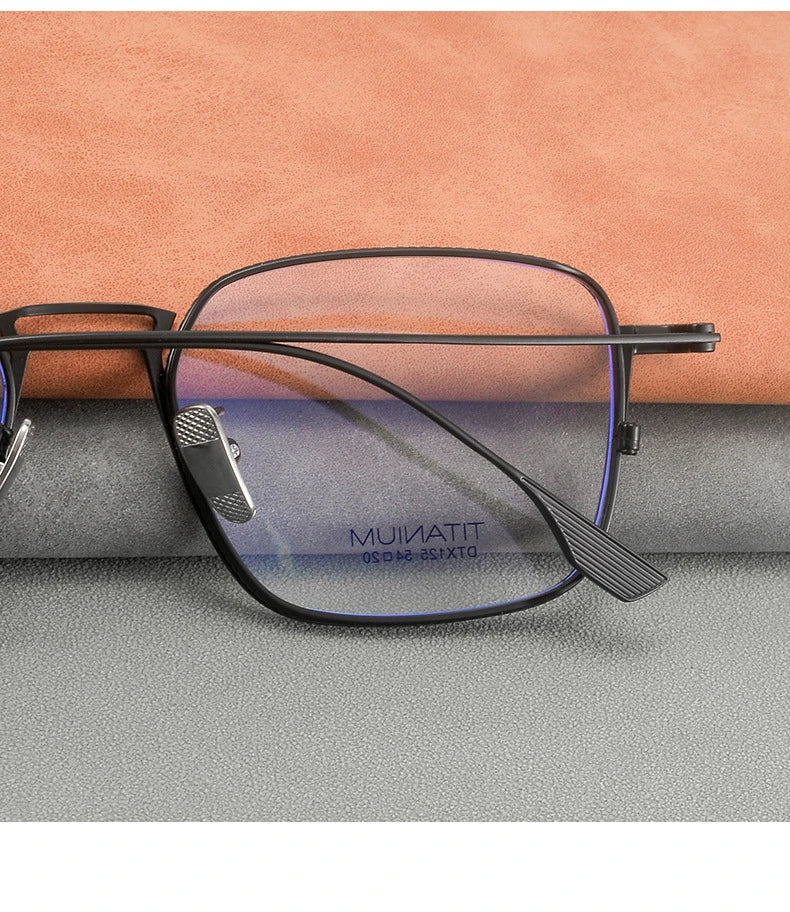 Ultralight Pure Titanium Frames Business Retro Square Men's Reading Glasses Anti-blue Light Customized Myopia DTX125