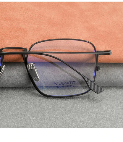 Ultralight Pure Titanium Frames Business Retro Square Men's Reading Glasses Anti-blue Light Customized Myopia DTX125