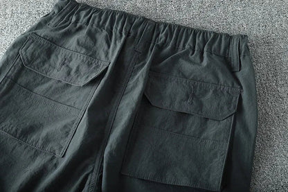 Men's Summer Cargo Pants Quick Dry Double Used Pants Elastic Waist Detachable Feet Loose Straight Waterproof Long Trousers