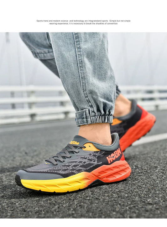 Men's Marathon Shoes Running Shoes Breathable High elasticity Cushioning Male Lightweight Sports Shoes Fitness Training