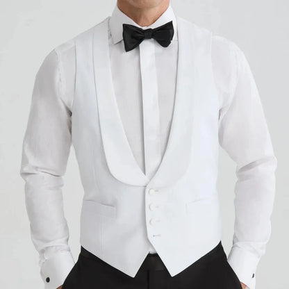 Men Vest White Single Button Solid With Lapel Waistcoat For Wedding Party Prom Banquet Business Work Daily Casual Men Suit Vest