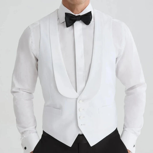 Men Vest White Single Button Solid With Lapel Waistcoat For Wedding Party Prom Banquet Business Work Daily Casual Men Suit Vest