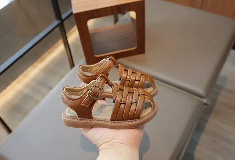Kids Sandals 2025 Summer Sandals for Boy Fashion Children Cut-Outs Beach Shoes Braided Style Causal Walking Flat Sandals