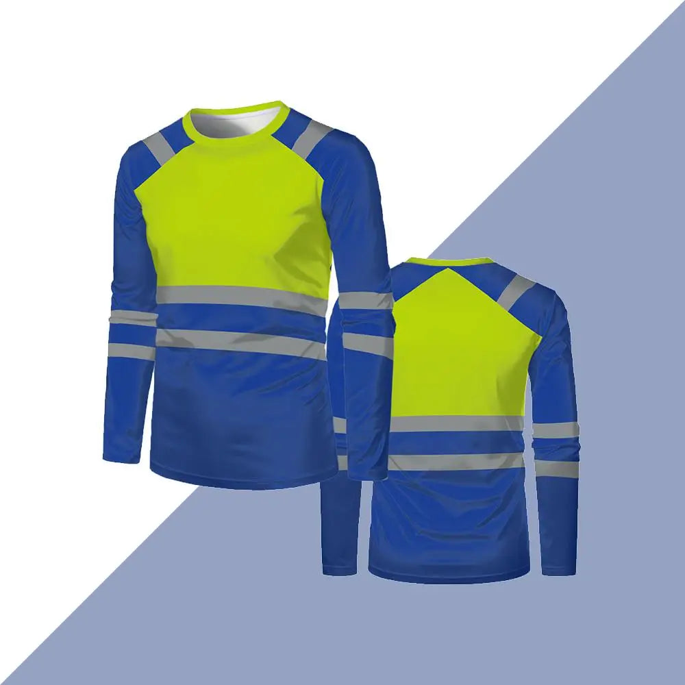 Spring And Autumn High-quality Safety Work Clothes Outdoor Comfortable Long-sleeved T-shirt Men's Oversized Round Neck Top