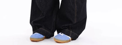 American Retro Deconstructed Bla Knife  Jeans Women's Loose Silhouette Wide Leg Floor Length Trousers Casual High Waist...