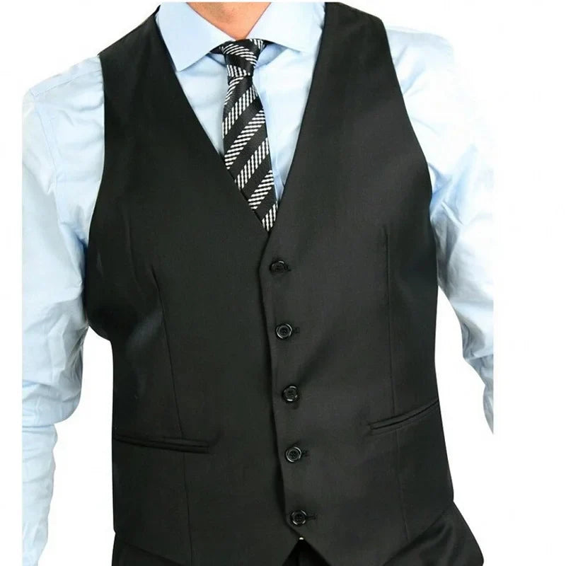 Black Business Party Men Suits New Notched Lapel Custom Made Three Piece Formal Wedding Groom Tuxedos (Jacket+Pants+Vest)