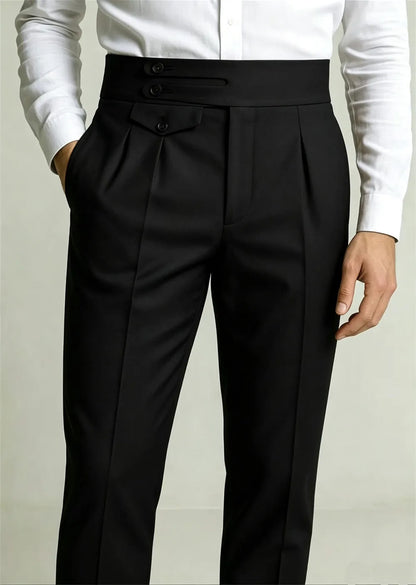 Vintage Men Rust Terracotta Tailored Trousers Retro High Waist Double Button Gurkha Pant Tailor Made