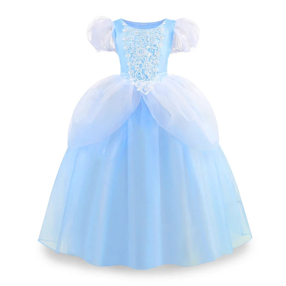 2026 Classic Cendrillon Costume Deluxe Lace Dress Birthday Party Role Play Princess Pretend Fairy Tale Grace Ball Gown for Kids