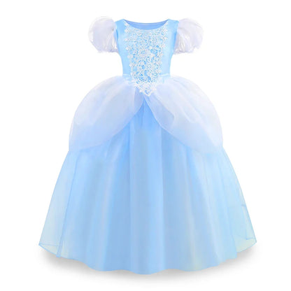 2026 Classic Cendrillon Costume Deluxe Lace Dress Birthday Party Role Play Princess Pretend Fairy Tale Grace Ball Gown for Kids