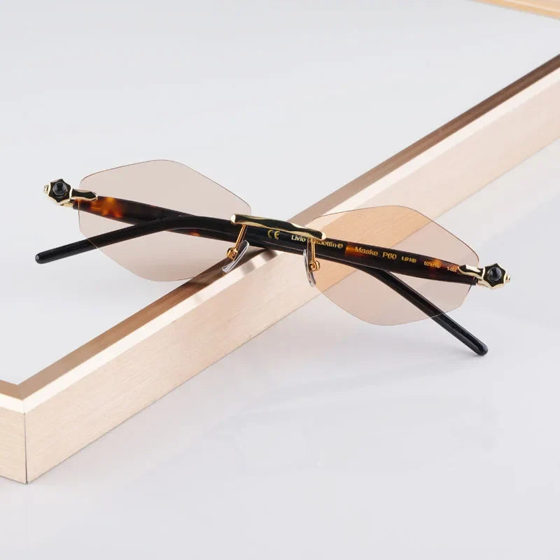 P60 Polygon Luxury Rimless Sunglasses for Men Women Acetate High Quality Germany Brand Fashion Design Gift UV400 Outdoor Eyeware