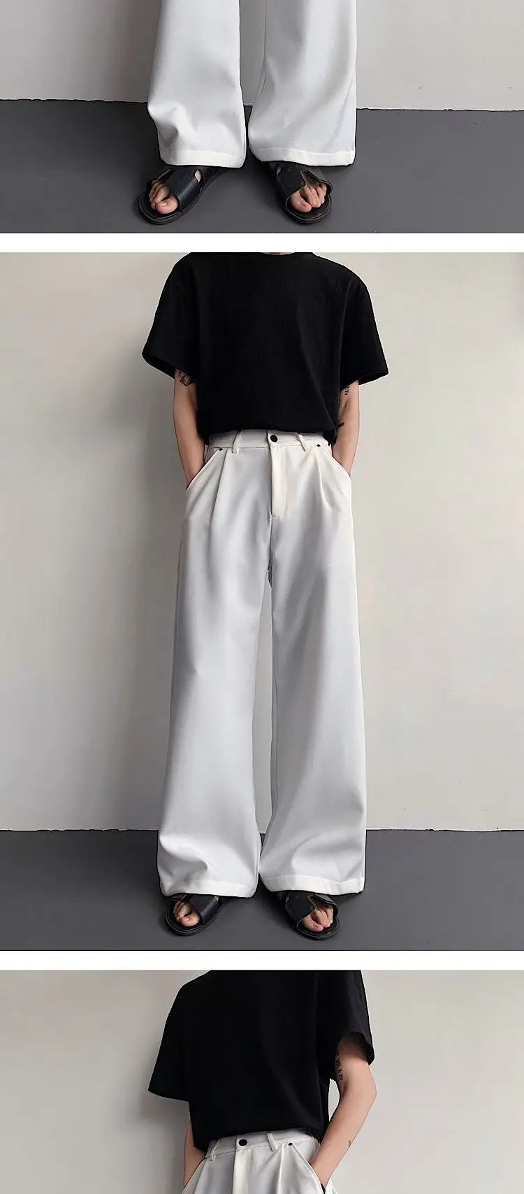 2023 New Black Suit Pants Men Fashion Social Mens Dress Pants Korean Loose Oversized Wide Leg Pants Mens Formal Trousers M-2XL