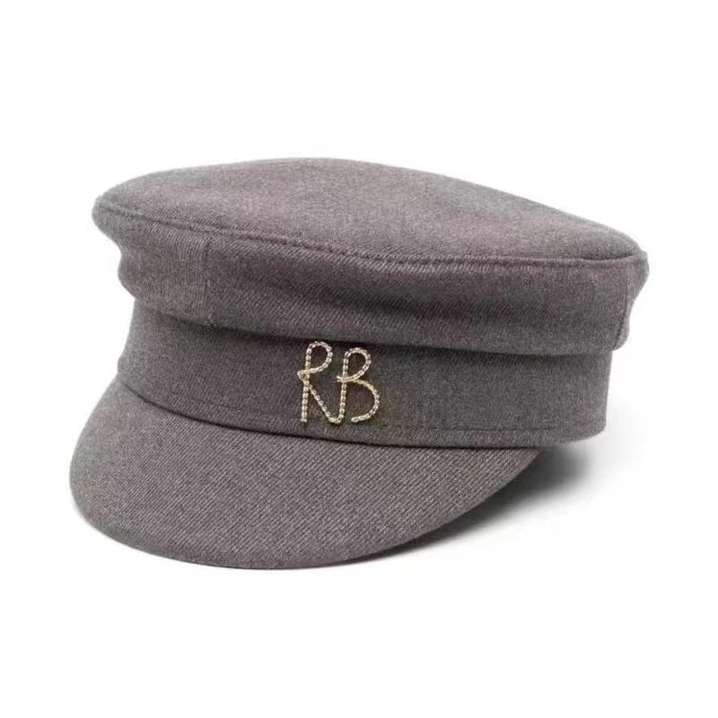 New Winter Women Hats Newsboy Caps Flat letter Militray Caps British Vintage Visor cap