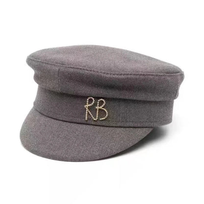 New Winter Women Hats Newsboy Caps Flat letter Militray Caps British Vintage Visor cap