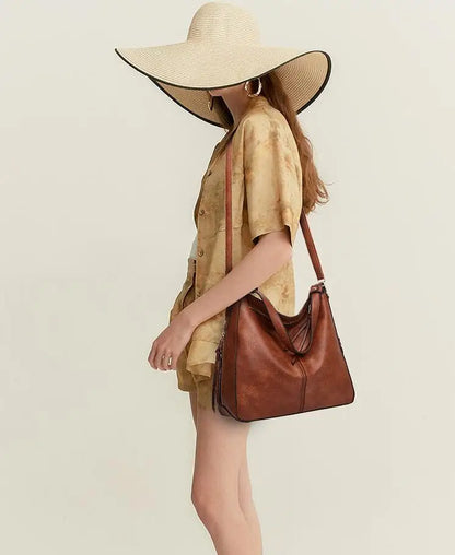 Hobo Bag Leather Women Handbags Female Leisure Shoulder Bags Fashion Purses Vintage Bolsas Large Capacity Tote Bag