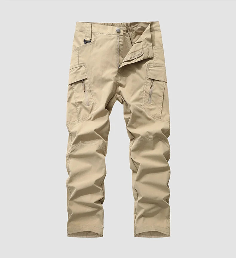 New Summer Men Thin Breathable Elastic Work Pants Outdoor Casual Sports Multi Pockets Cargo Pants Straight Tooling Trousers 3XL