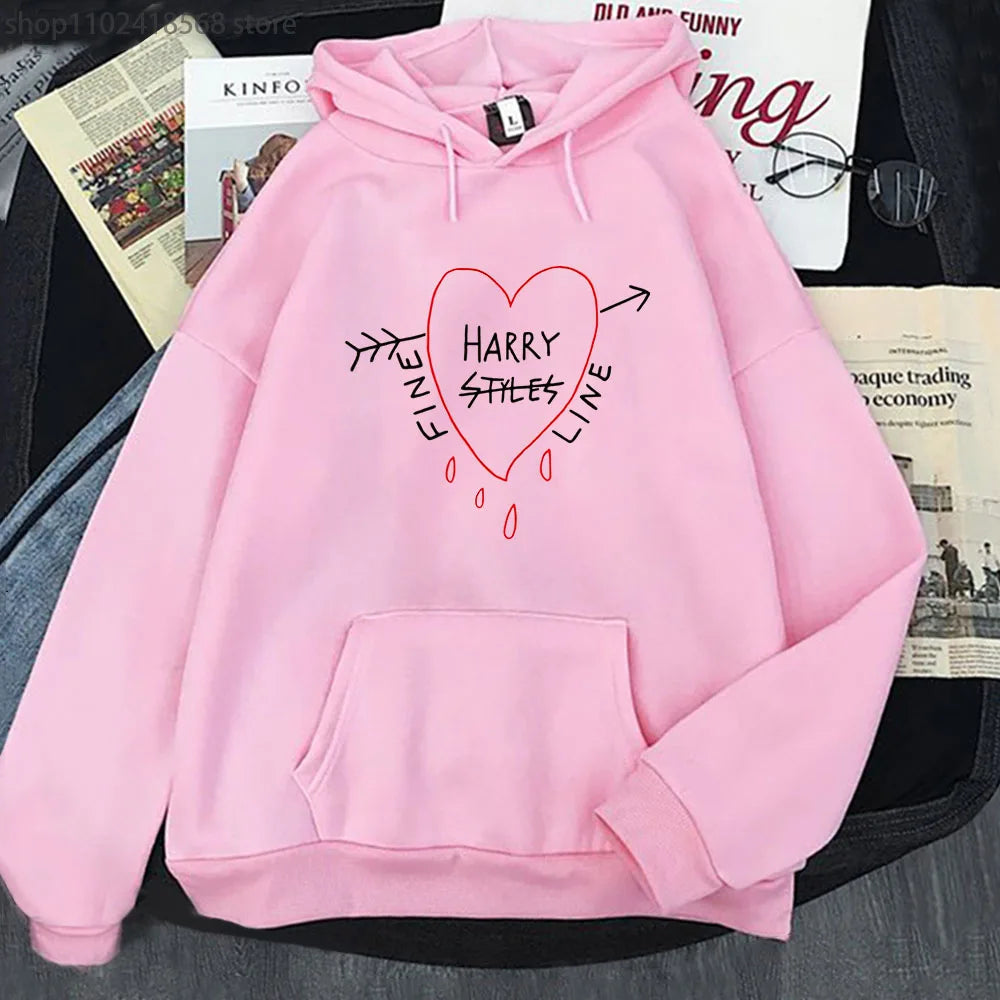 Happy Fine Line Print Hoodeis Harry Styles Treat People Kindness Fashionable Sweatshirts Women's Top Men Clothing Y2k Pullover