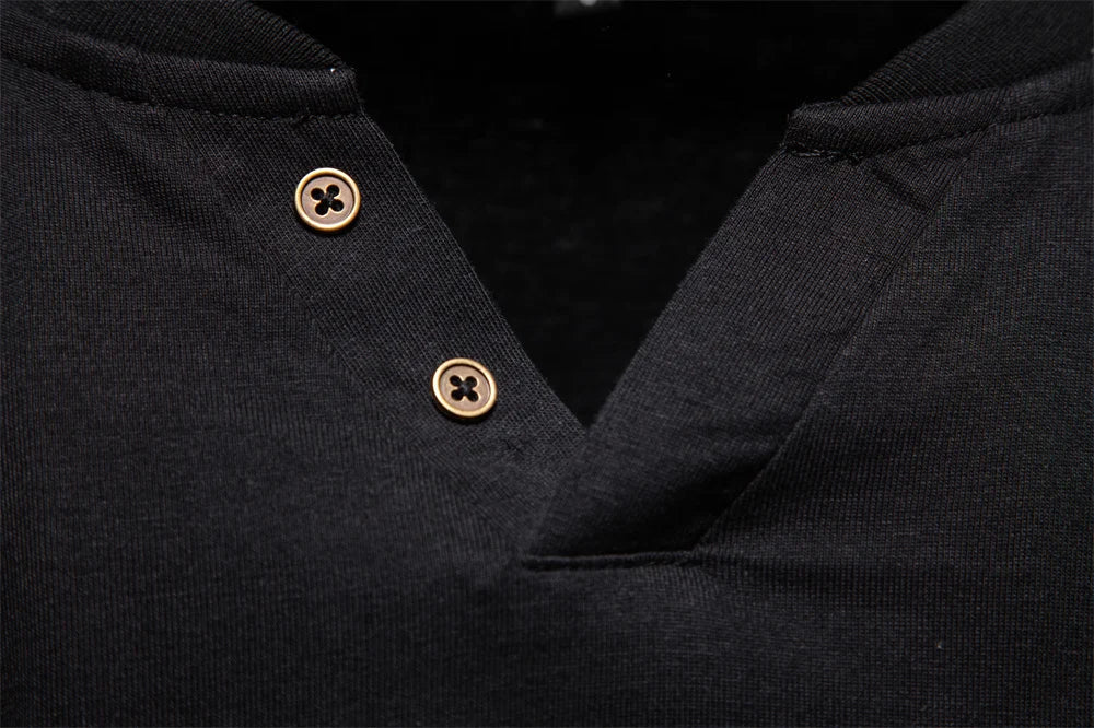 High Quality Men's long sleeve t-shirt Fashion pure 100% cotton henley collar T shirt man polera manga larga hombre