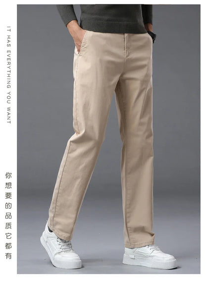 190 Cm Tall Men's Pants Summer Straight Chino Trouser Male Stretch Cotton Office Work Extra Long Leg Length 115 110cm Lengthed