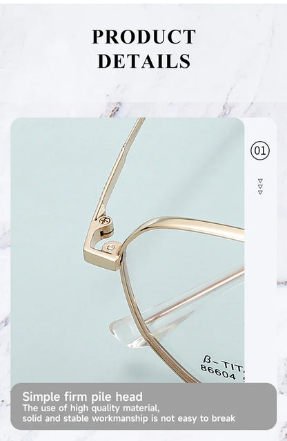New Retro Simple Fashion Eyeglass Frames Semi Titanium Myopia Anti-Blue Light Glasses Customizable Prescription 86604