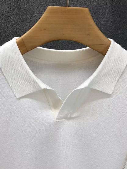 Wholesale Men Summer T-shirt Thin Knitted Ice Silk Short Sleeve 2025 New Youth Luxury Style Lapel Short-sleeved POLO Shir