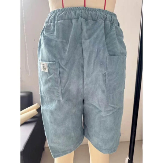 New Fashion American Men Multi Pocket Patch Vintage Corduroy Shorts Casual Streetwear Cargo Short Pants Summer Beach Bottoms