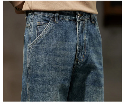 Men's Spring 2026 Loose Harem Pants Denim Retro Solid Comfortable Harajuku Straight Jeans Simple Fashion Versatile Cargo Trouser
