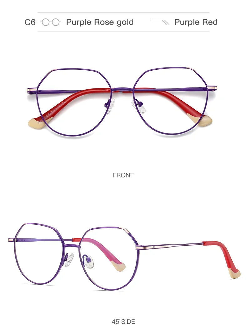 Metal Myopia Prescription Glasses Hyperopia Reading Glasses Women Anti Blue Light Computer  Glasses Optical Glasses Frame