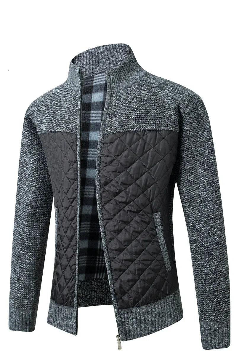 Autumn Winter New Men's Jacket Slim Fit Stand Collar Zipper Jacket Men Solid Thick Warm Jacket Men Sweater