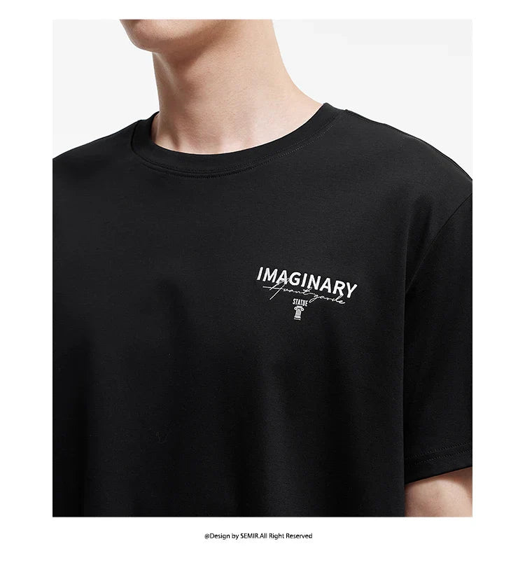 Men Tshirt Soft Print Letter Embroidered Crew Neck 2026 Summer Casual Style Comfortable Fashion Breathable All Match Top