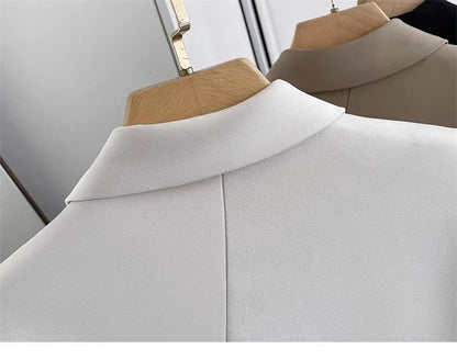 Women Blazers 2025 New Spring Autumn Loose Casual Suit Jackets Double Breasted Suit Collar Fashion Chic Cuff Design Female Tops