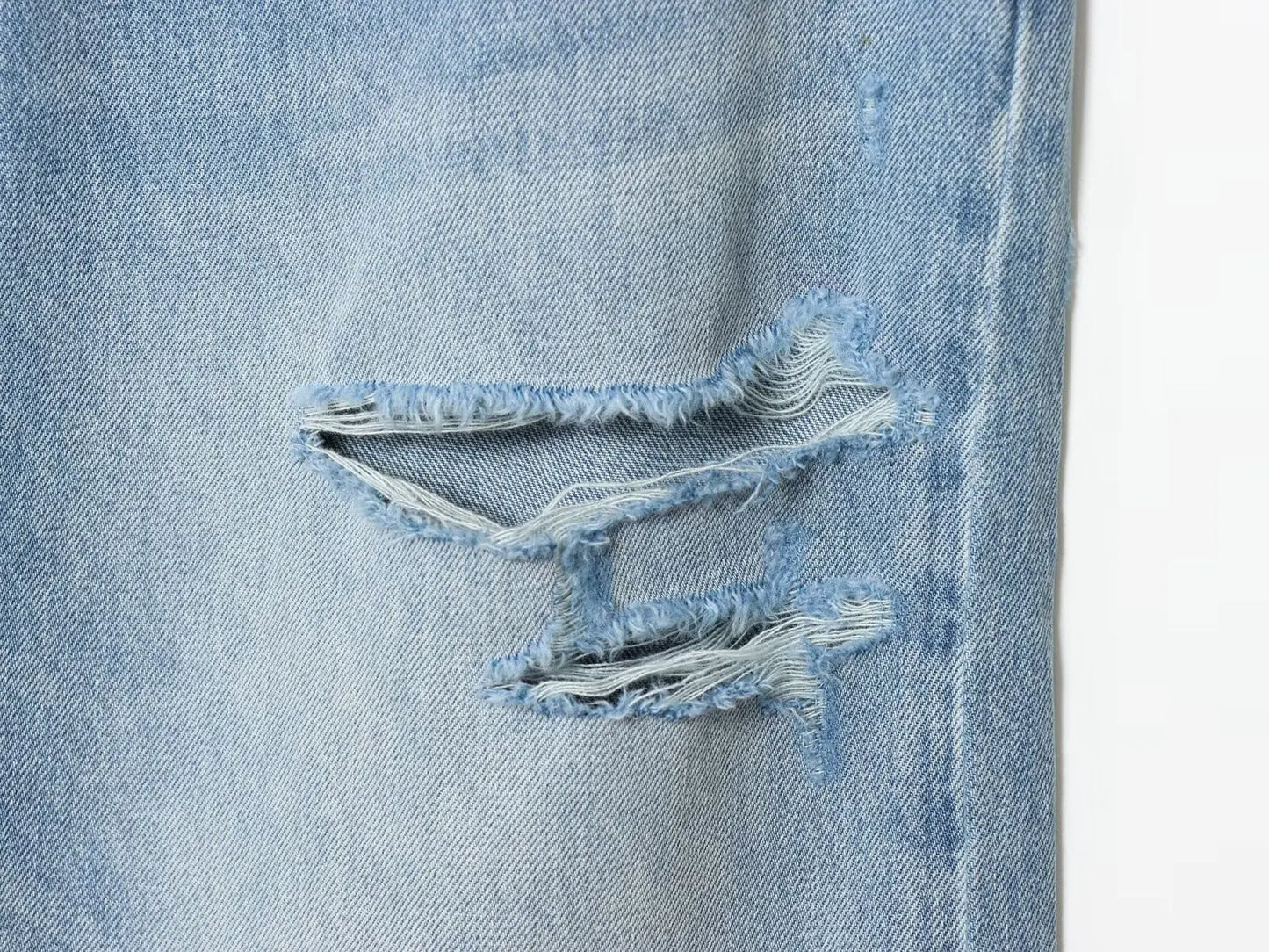 2025 women's new street fashion fold waist mid waist washed ripped jeans loose version of the floor-length pants