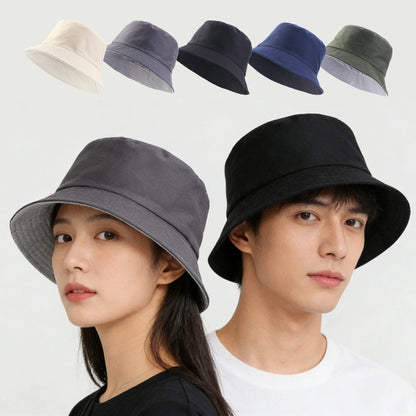 Spring Summer Unisex Solid Color Fisherman Cap Foldable Bucket Hat Outdoor Sunscreen Hat Caps Fashionable Double-sided Basin Hat