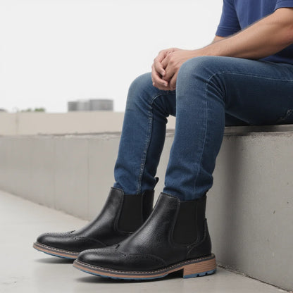 Size 7-13 Brogue Chelsea Men Boots Classical American Style Leather Boots