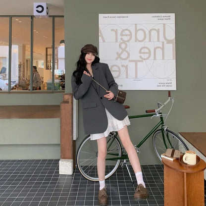 Suit Jaet Women's Small Size Spring Autumn New Loose Sle Ele Street Sle Faionable Long Sve Polyester
