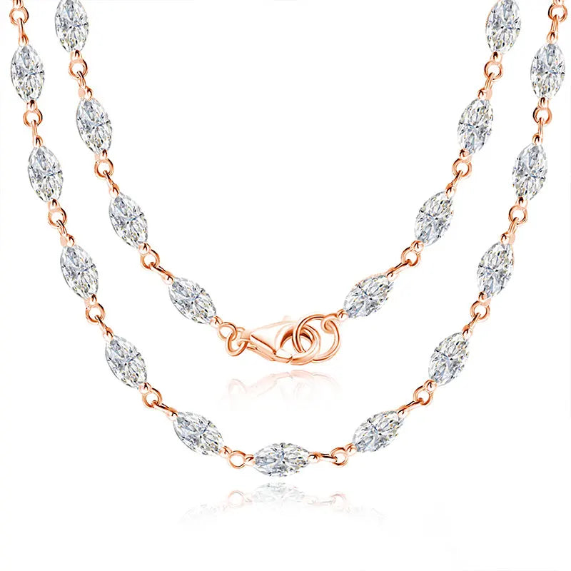 14.35-19ct Marquise Cut Moissanite Tennis Necklaces for Women Wedding Jewelry s925 Silver Authentic Moissanite Necklace