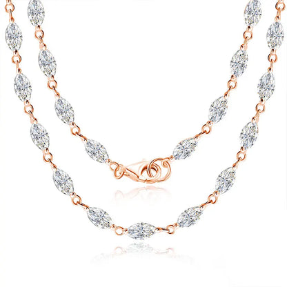 14.35-19ct Marquise Cut Moissanite Tennis Necklaces for Women Wedding Jewelry s925 Silver Authentic Moissanite Necklace