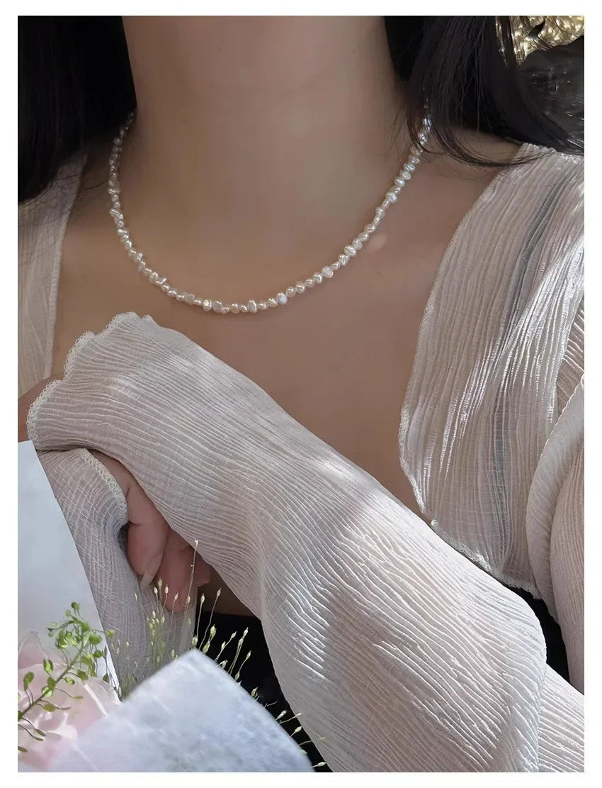 4-5mm Baroque Freshwater Pearl Necklaces 38cm 45cm 50cm 925sterling Silver Necklaces Jewelry Gift 2026 New Arrivals