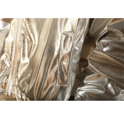 Mens Windbreaker Jackets Nightclub Stage Party Jackets Costume Streetwear Harajuku Hip Hop Reflective Jacket Gold Fashion Coats