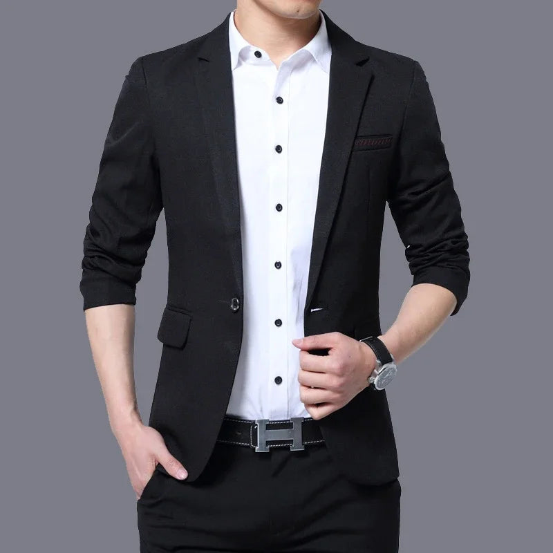 Spring Autumn Men Blazer Jacket Over Size One Button Slim Fit Party Wedding Suit Jacket Luxury Clothes Men
