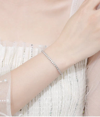 Sparkling 2/3mm Full Moissanite Tennis Bracelet for Women Party S925 Silver Plated 18K Pass Diamond Test Bezel Bracelets