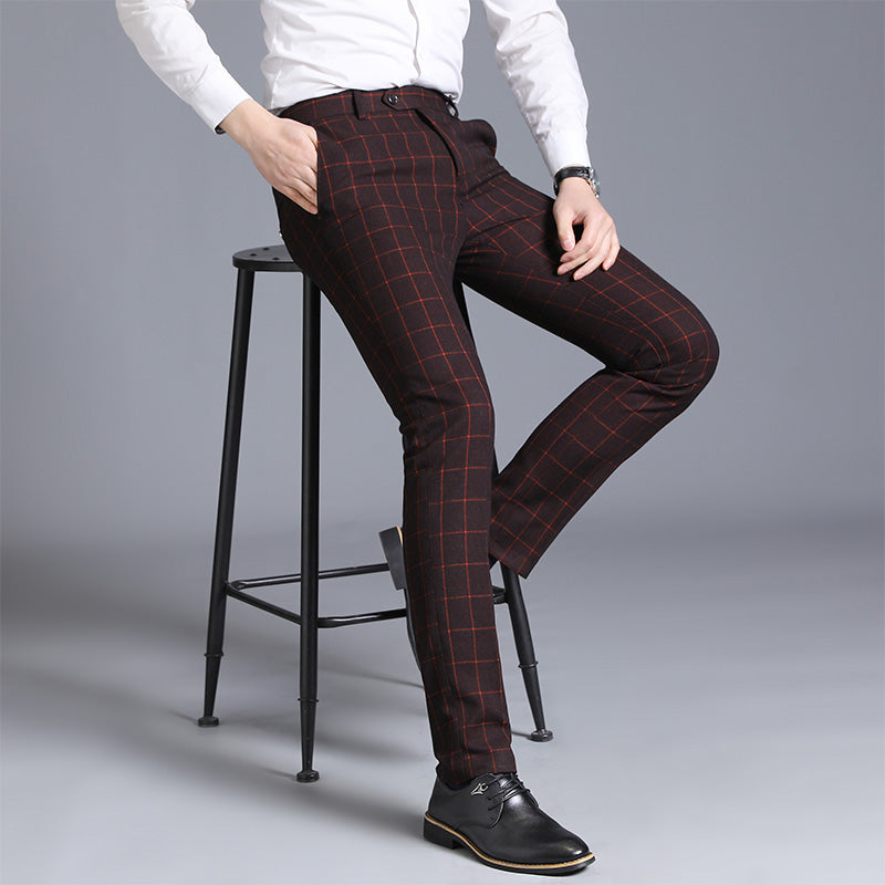 Autumn New Men's Suit Pants, Asian Sizes Office Trousers, Available in Blue, Red, Gray, and Black.
