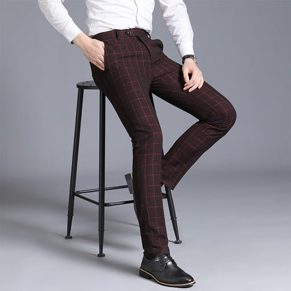 Autumn New Men's Suit Pants, Asian Sizes Office Trousers, Available in Blue, Red, Gray, and Black.