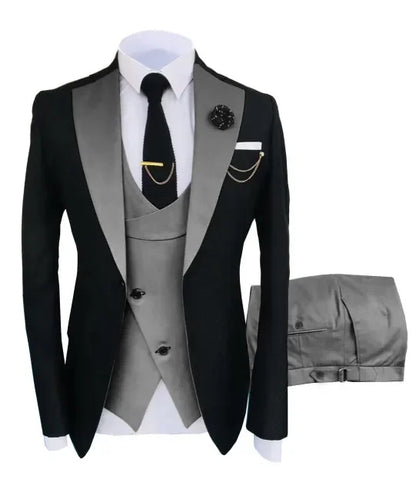 New Costume Slim Fit Men Suit Slim Fit Business Suits Groom Black Tuxedos For Formal Wedding Suit Jacket Pant Vest 3 Pieces
