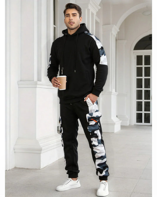 Men's Tracksuit Hoodie Sets Camouflage Hand  Hooded Leisure Suit Man Sweatshirt Pants Tactical Sweat Sports Suit