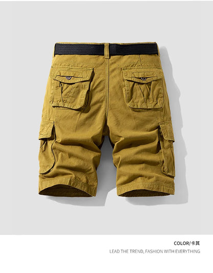 Men's Casual Washed Cotton Cargo Shorts Multi-Pocket Durable Knee-Length Work Shorts Pantaloncini Uomo Camouflage Roupas Hombre