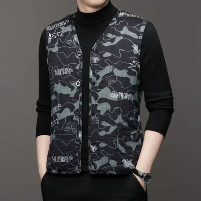 Autumn Winter waistcoat Men Lamb Fleece Coat Vest Button Cardigans Thicken Warm Solid V-Neck Casual Plaid Jackets