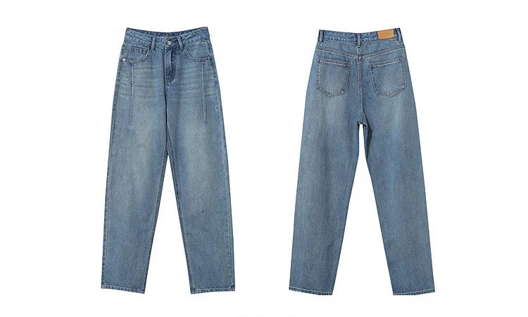 Straight-leg Pants 2026 Spring New Solid Color Casual Washed Denim Trousers Versatile Basic Cotton Women's Pants 12621040