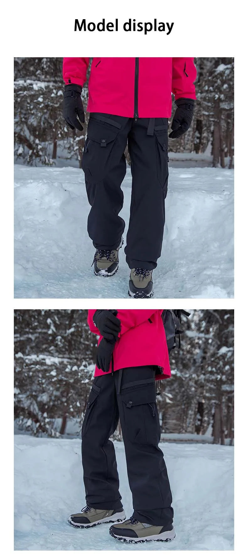 Winter Three-Tn-One Down Hiking Pants Men Windproof Waterproof Antifouling 90 White Duck Down Removable Liner Outdoor Sport Pant