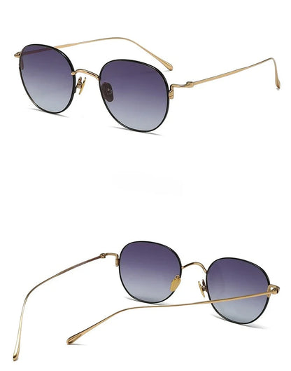 Pure Titanium Ultra Light  Round Women Sunglasses Fashion Outdoor Sports UV400 Men Sunglasses Can Be Paired Prescription Lenses